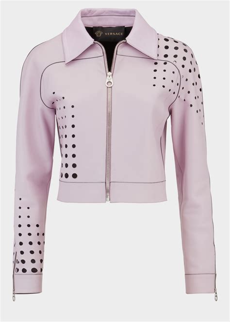 womens versace jeans perforated leather jacket|versace denim jacket.